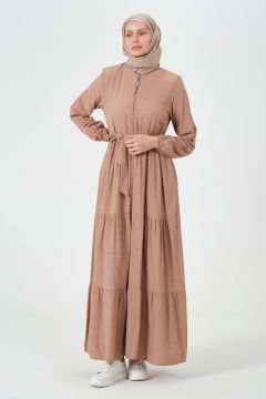 Viskon Kumaş Yıldız Cepli Ferace Krem - 40