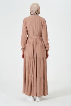 Viskon Kumaş Yıldız Cepli Ferace Krem - 40