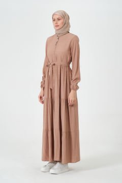 Viskon Kumaş Yıldız Cepli Ferace Krem - 40