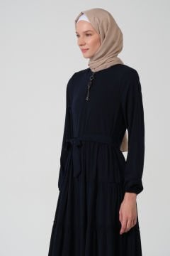 Viskon Kumaş Yıldız Cepli Ferace Siyah - 42