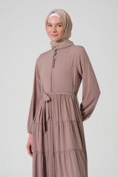 Viskon Kumaş Yıldız Cepli Ferace Pembe - 46