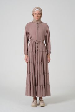 Viskon Kumaş Yıldız Cepli Ferace Pembe - 46
